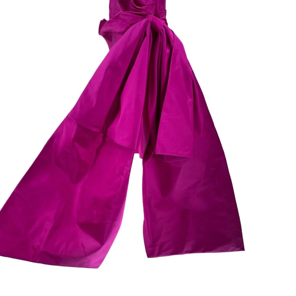 LoveShackFancy NEW Noble Bow Silk Formal Flirty Fuschia Mini Dress Size 12 - Picture 8 of 14